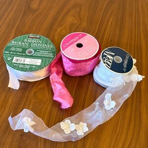 Celebrate It & Kirkland Decorative Ribbon Set - White, Pink